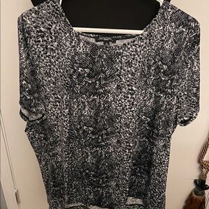 Notations Black & Gray Patterned Short Sleeve Top